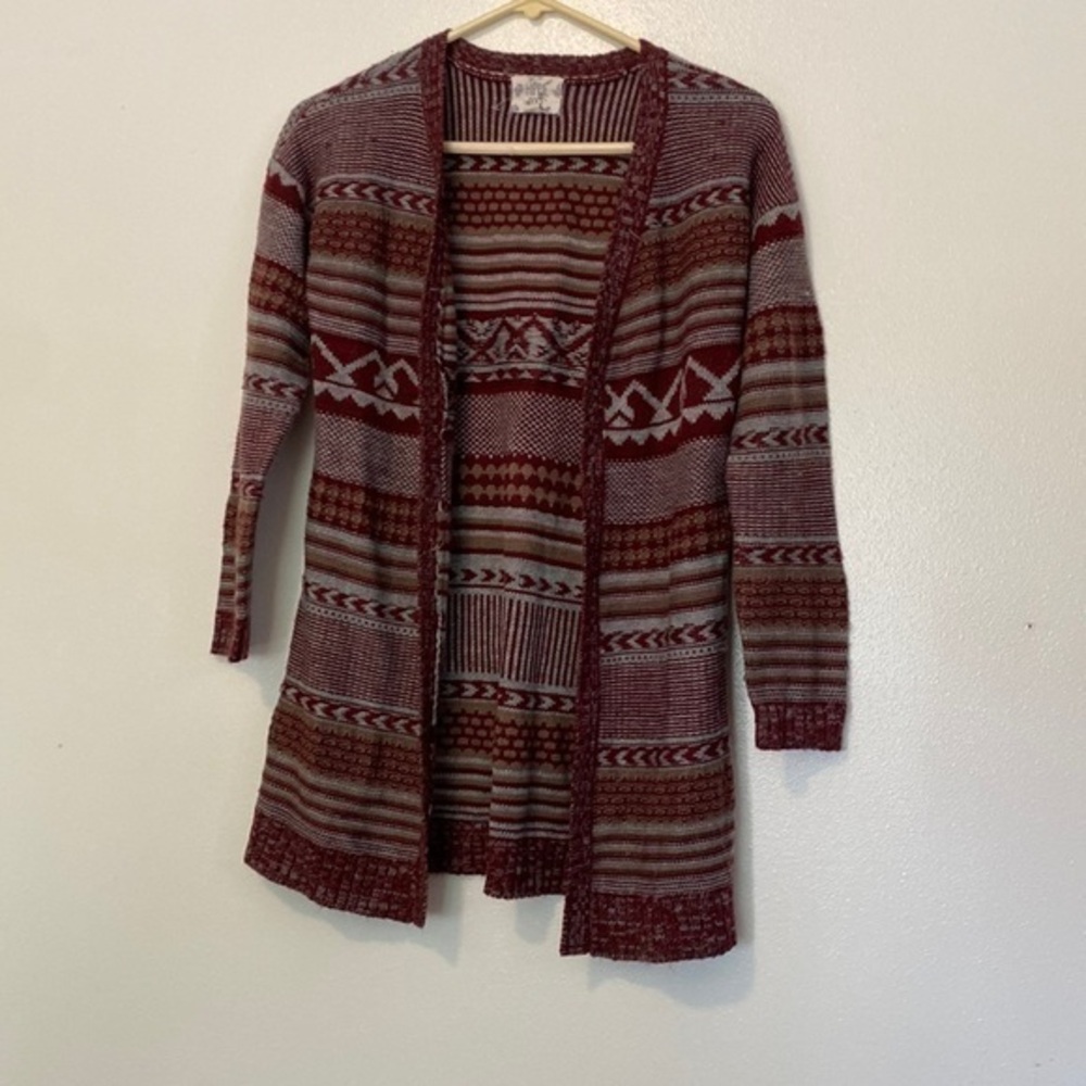 Hippie Rose stunning wine grey open cardigan 100% acrylic sweater…